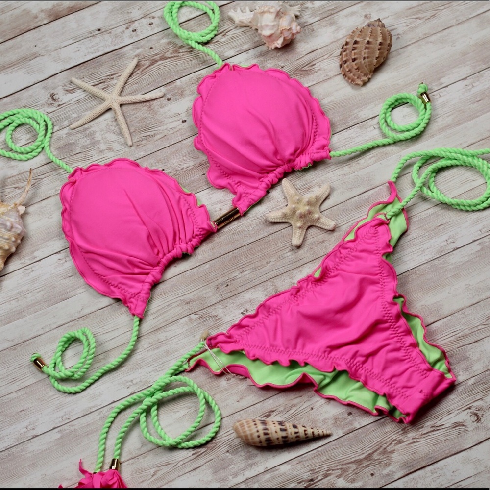 Double face bikini Neon set top & bottom - Picture 3 of 16